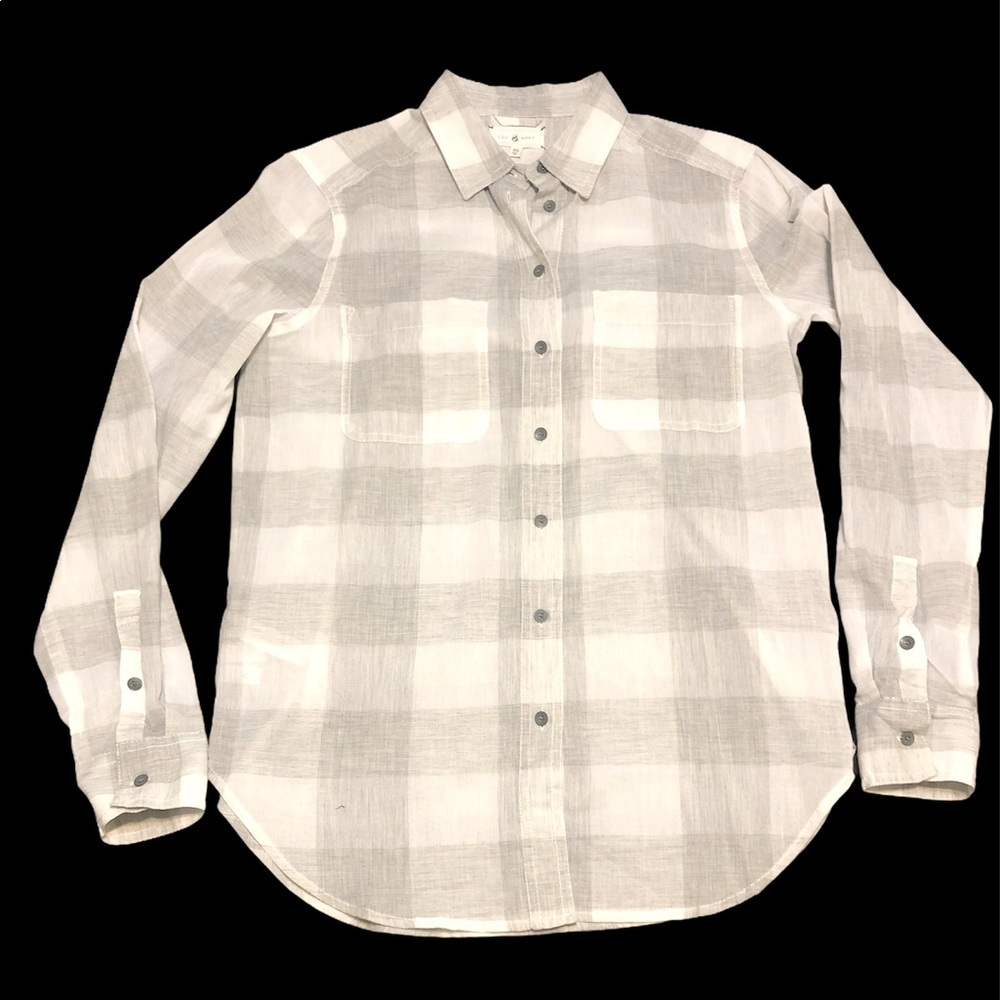 Lou & Grey Women Top, Plaid Button Down Shirt XS